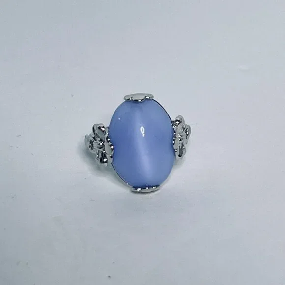 Avon Victorian Splendor Silver Tone & Blue Moonstone Ring Size 8 (R465) - Picture 4 of 7